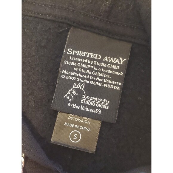 Vtg Studio Ghibli Spirited Away Black Hoodie Metal Chain Drawstring No Face Sz S - Picture 7 of 7